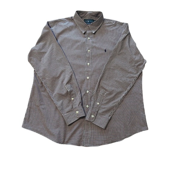 Ralph Lauren XXL Mens Button Down Shirt Long Sleeve Checkered Plaid - Picture 1 of 9